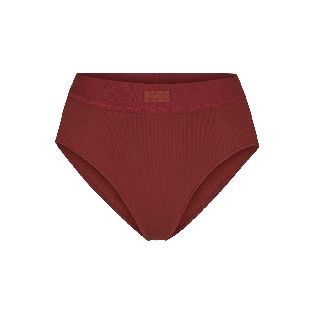 Skims COTTON RIB MID RISE Brief Tmavo Červené | NRYU-90157