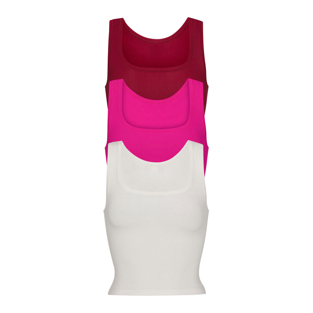 Skims COTTON RIB Pack Tank Tmavo Červené Viacfarebný | XUZQ-32168