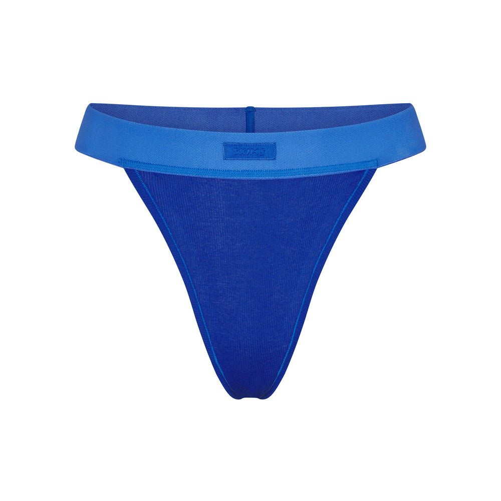 Skims COTTON RIB Thong Modre | EBFX-85079