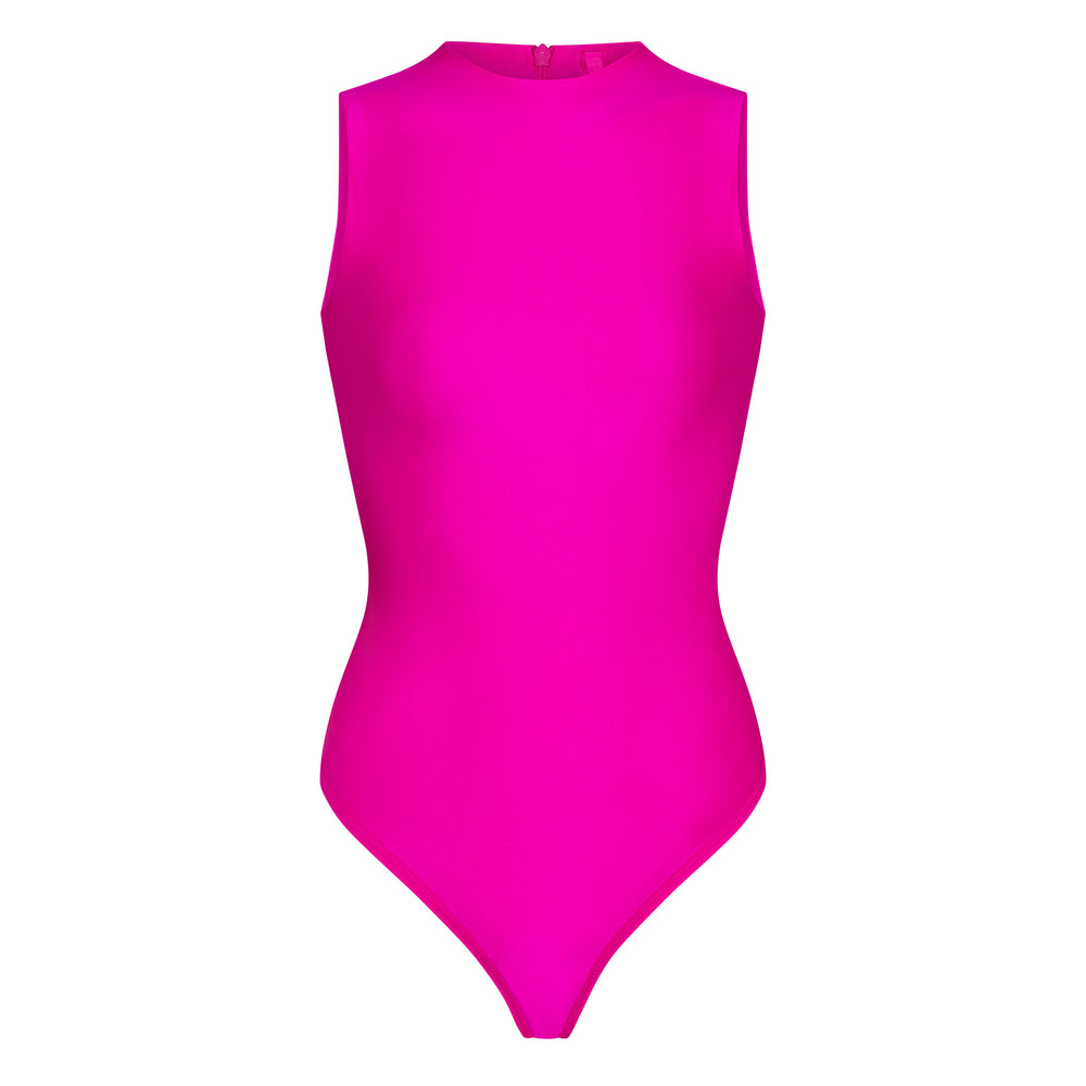 Skims DISCO SLEEVELESS Mock Neck Bodysuit Fuchsie | FOGA-50398