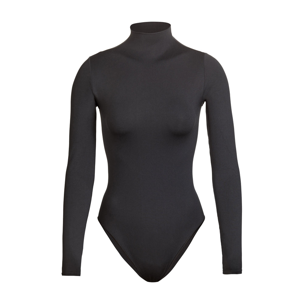 Skims ESSENTIAL MOCK NECK Long Sleeve Bodysuit Čierne | BJAD-53409