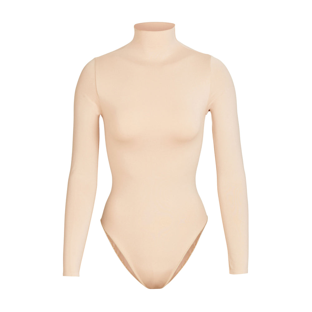 Skims ESSENTIAL MOCK NECK Long Sleeve Bodysuit Hnede Siva | GAIC-31670