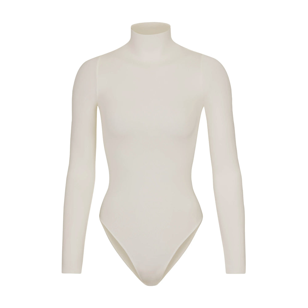 Skims ESSENTIAL MOCK NECK Long Sleeve Bodysuit Biele | IOLJ-54231