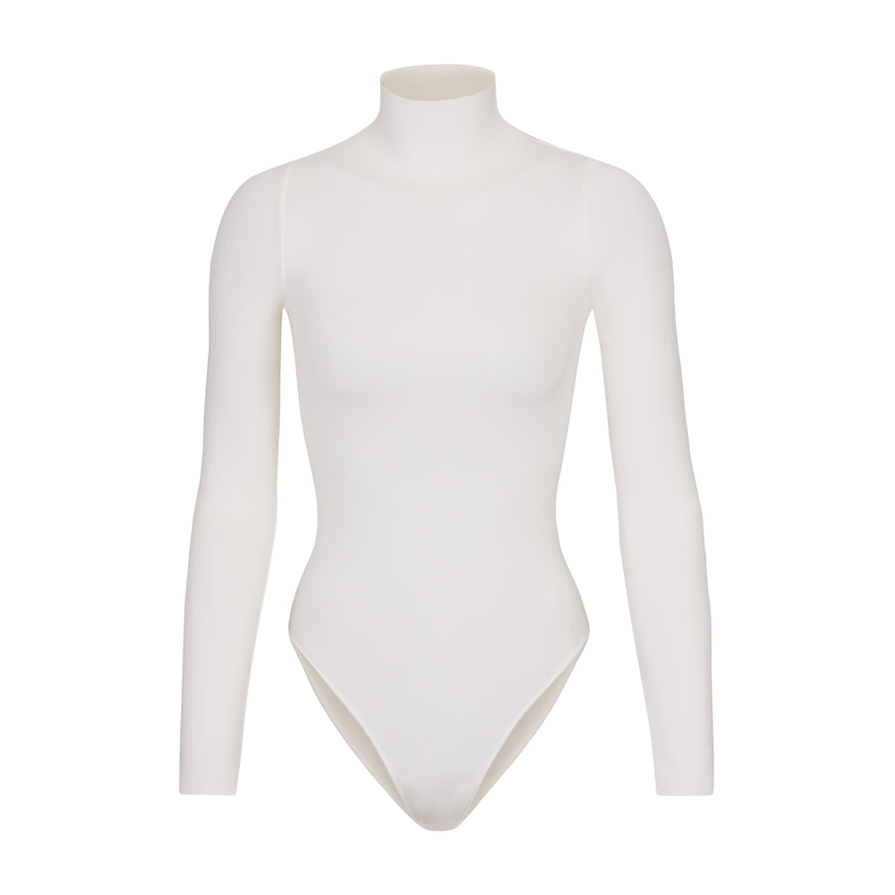 Skims ESSENTIAL MOCK NECK Long Sleeve Bodysuit Biele | XSIP-60913