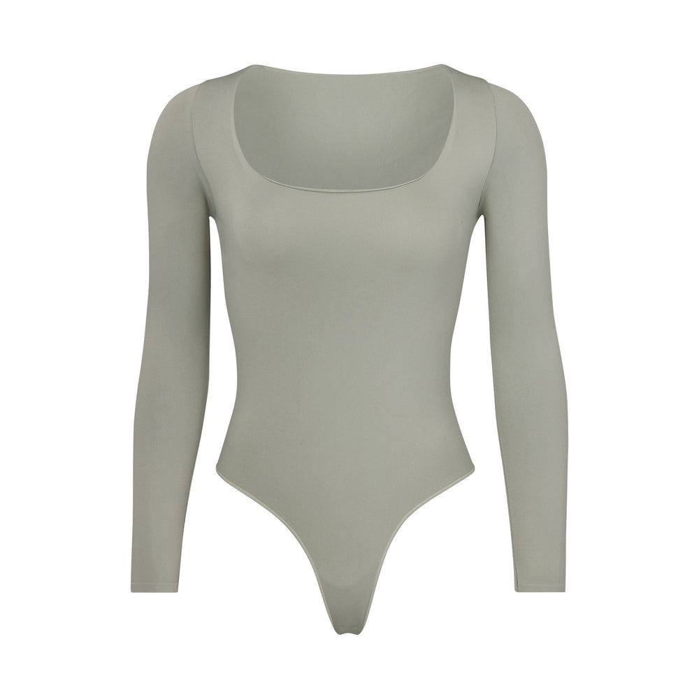 Skims ESSENTIAL SCOOP NECK Long Sleeve Bodysuit Svetlo Zelene | VTLJ-92830