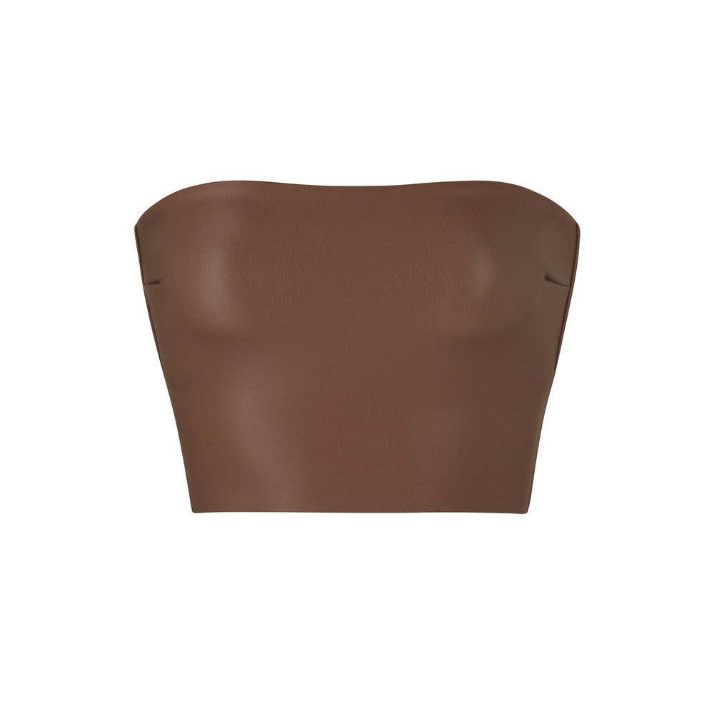 Skims FAUX LEATHER Bandeau Podprsenky Hnede | UFMK-59840
