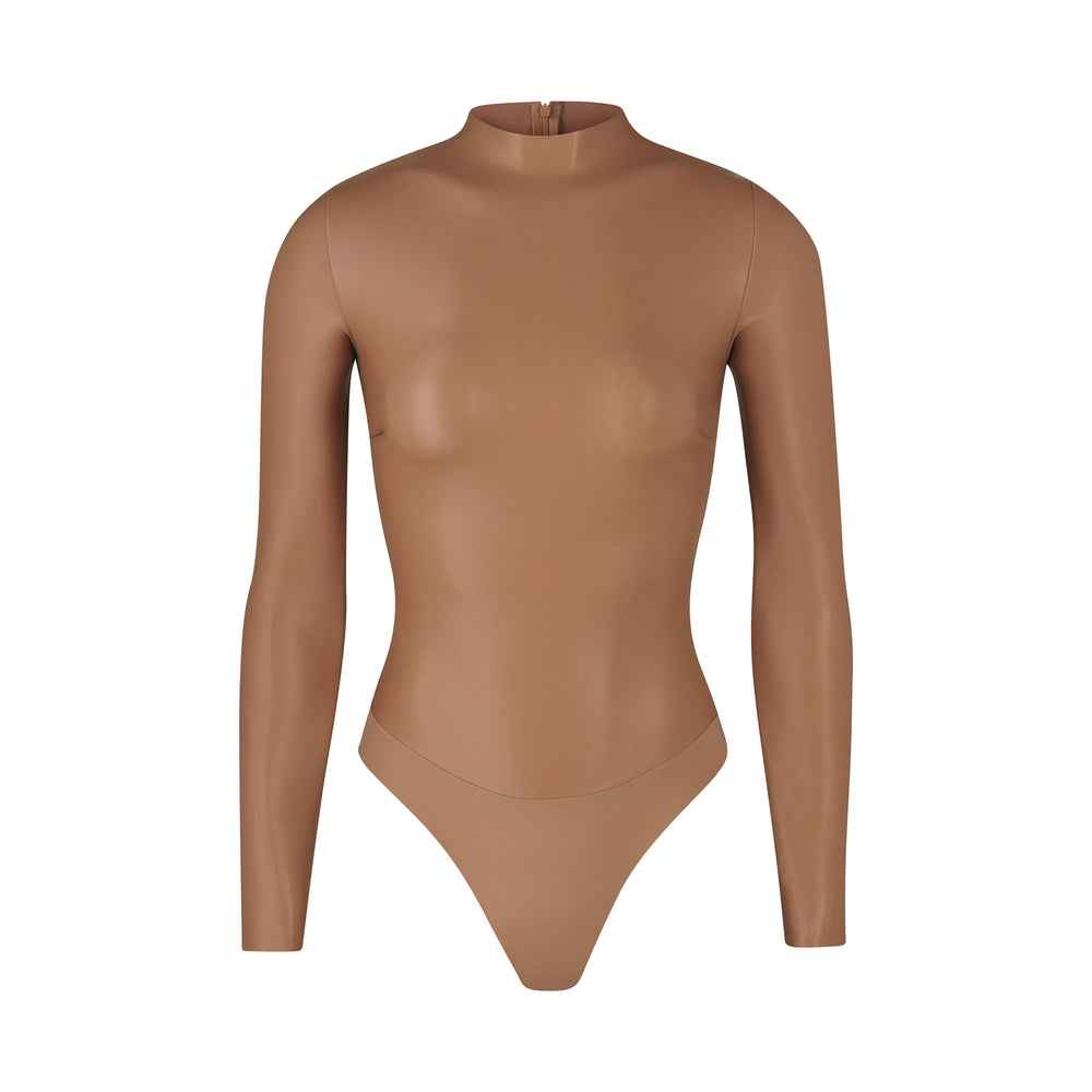Skims FAUX LEATHER Mock Neck Bodysuit Marhule | PDUT-29758