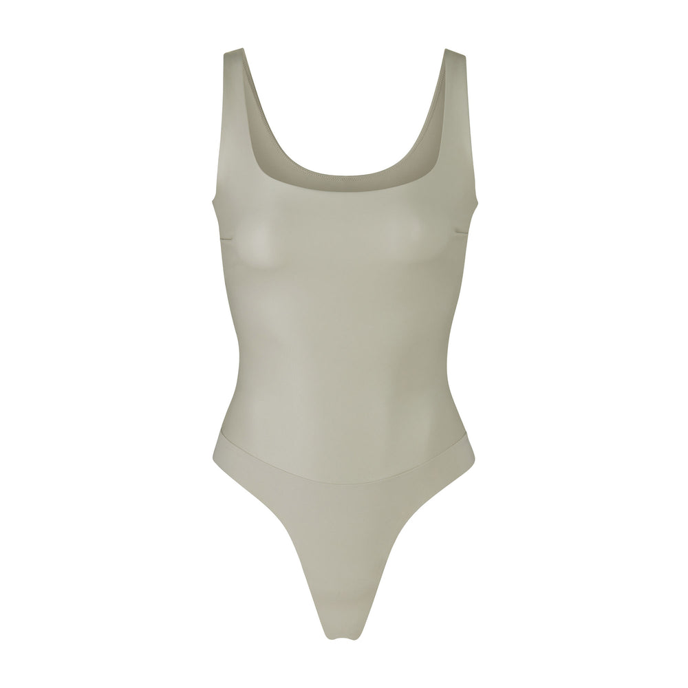 Skims FAUX LEATHER Scoop Neck Bodysuit Biele | PQRJ-39578
