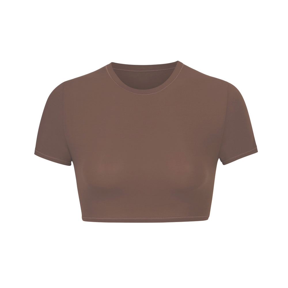 Skims FITS EVERYBODY SUPER CROPPED T-shirt Hnede | DOCG-82970