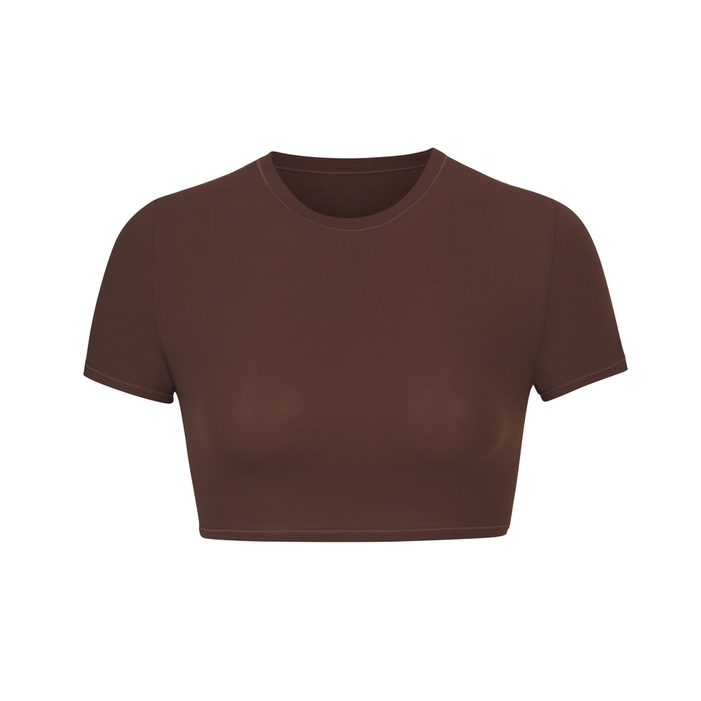 Skims FITS EVERYBODY SUPER CROPPED T-shirt Čokoláda | PMLK-56310