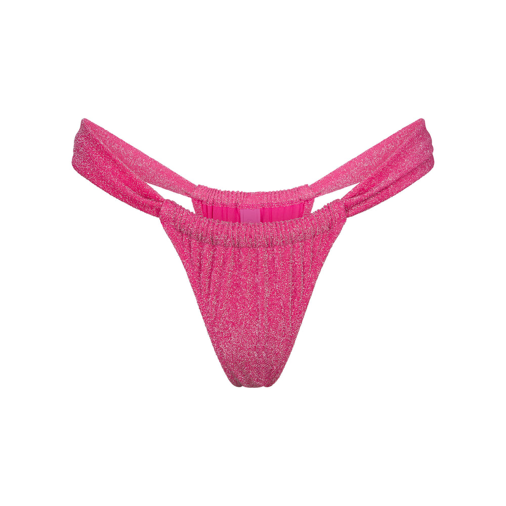 Skims GLITTER SWIM RUCHED BIKINI TANGA Two Pieces Ruzove | ILGM-52107