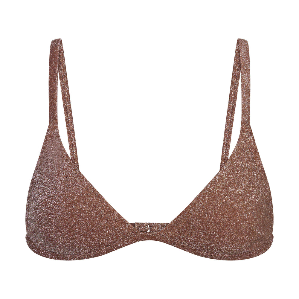 Skims GLITTER SWIM TRIANGLE BIKINI TOP Two Pieces Hnede | HGSO-68952