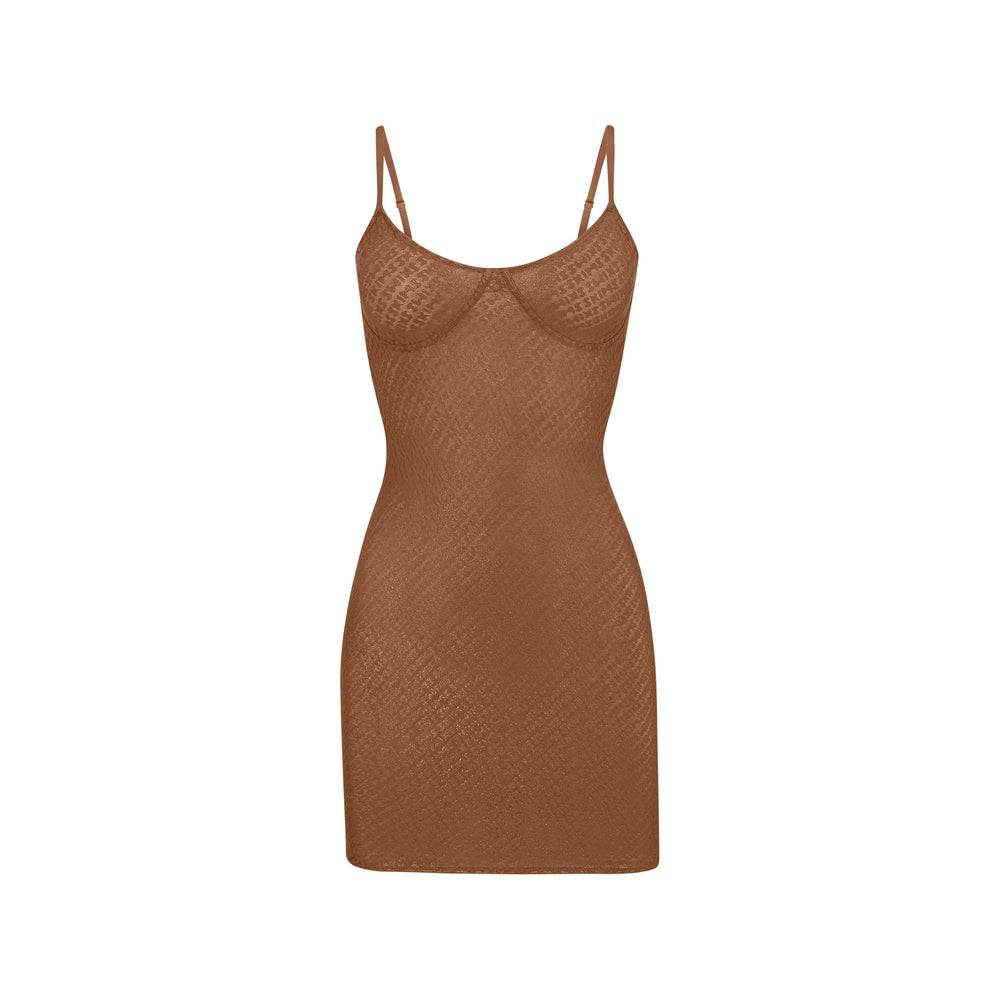 Skims LOGO MESH FOIL CAMI Dress Hnede | UTFS-08651