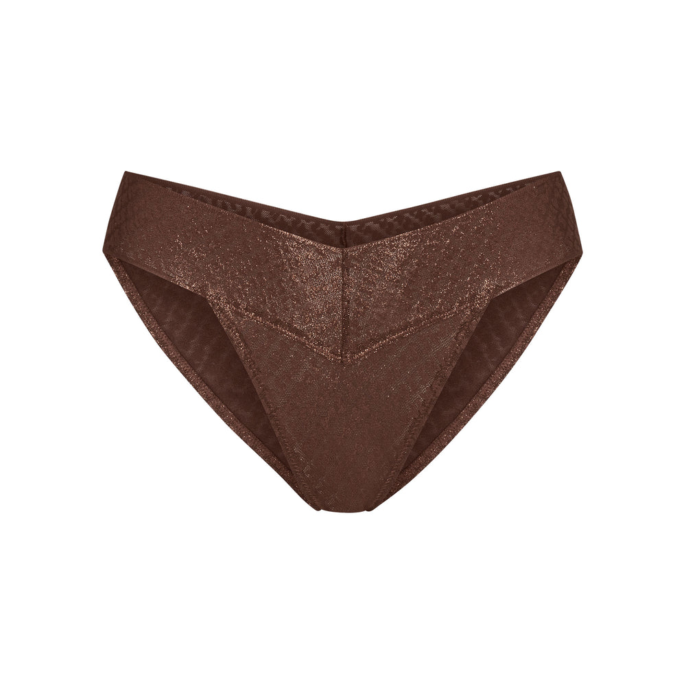 Skims LOGO MESH FOIL CHEEKY Brief Čokoláda | PVCA-87294