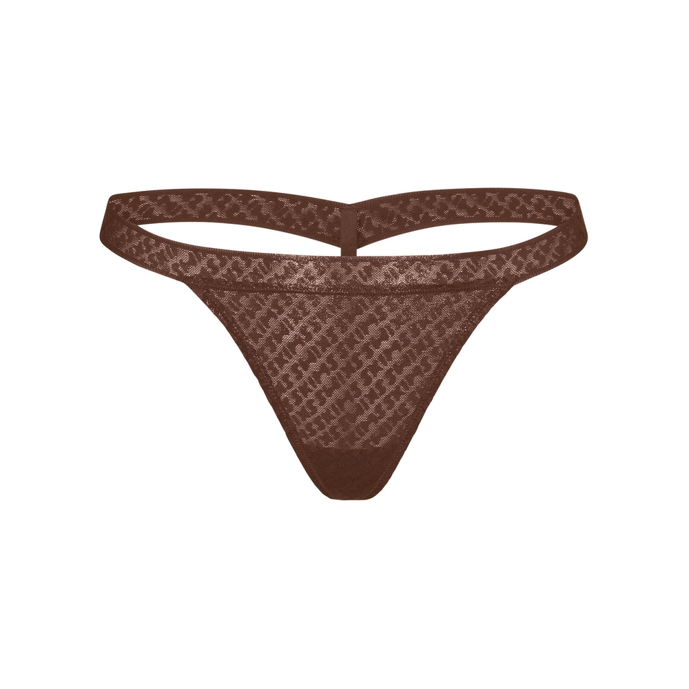 Skims LOGO MESH FOIL SKIMPY Thong Čokoláda | HVEI-29431