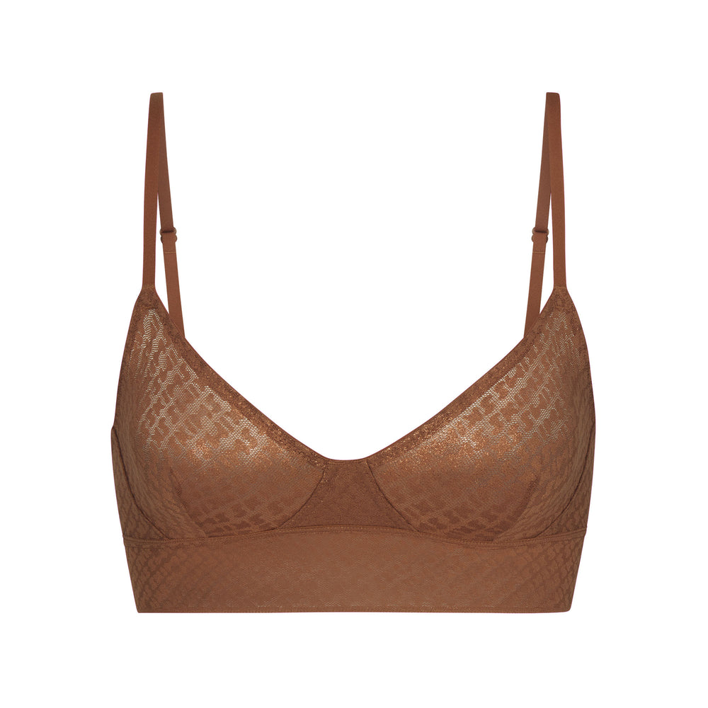 Skims LOGO MESH FOIL TRIANGLE Bralette Hnede | KLUJ-23457