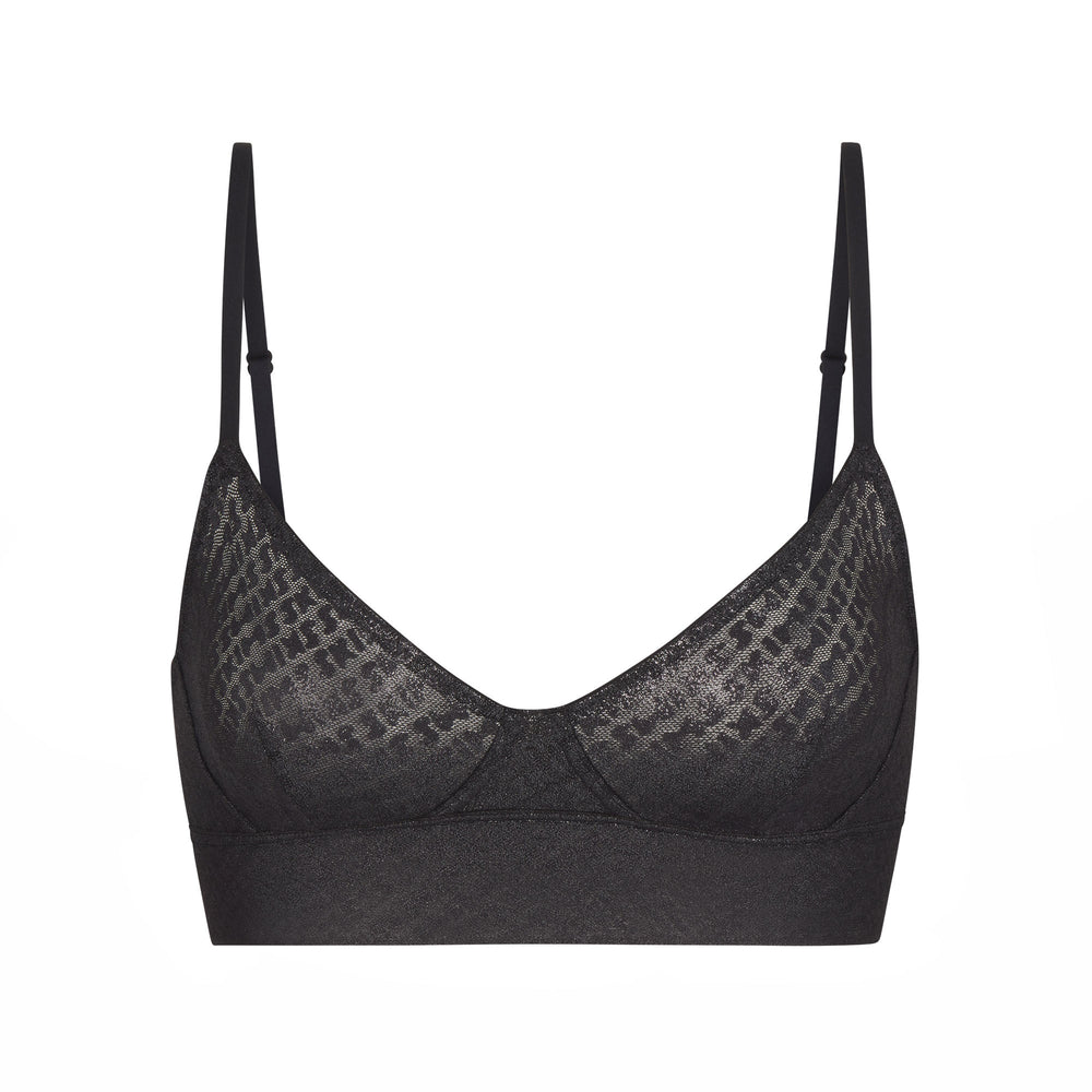 Skims LOGO MESH FOIL TRIANGLE Bralette Čierne | APFI-12657