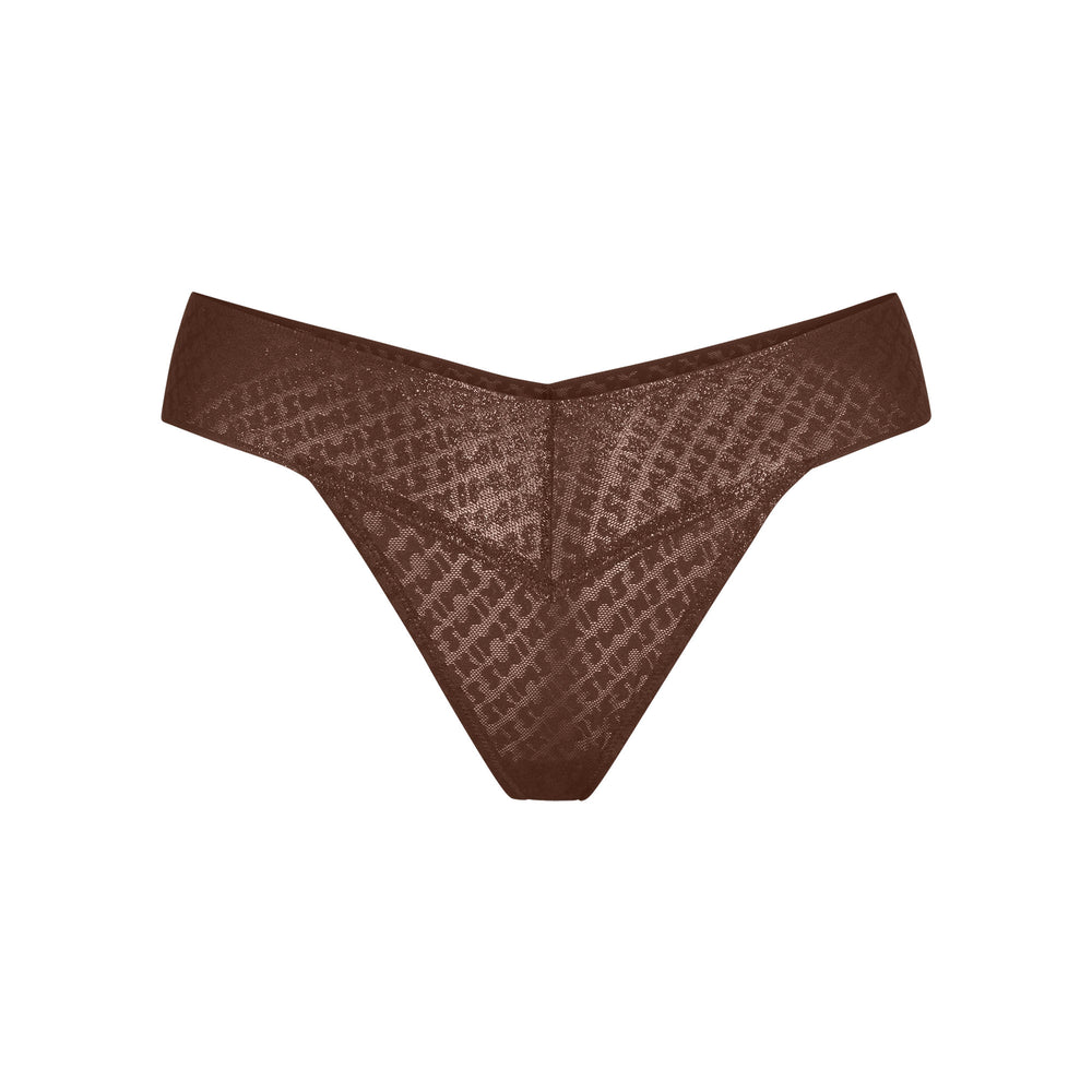 Skims LOGO MESH FOIL Thong Čokoláda | RJTC-94235