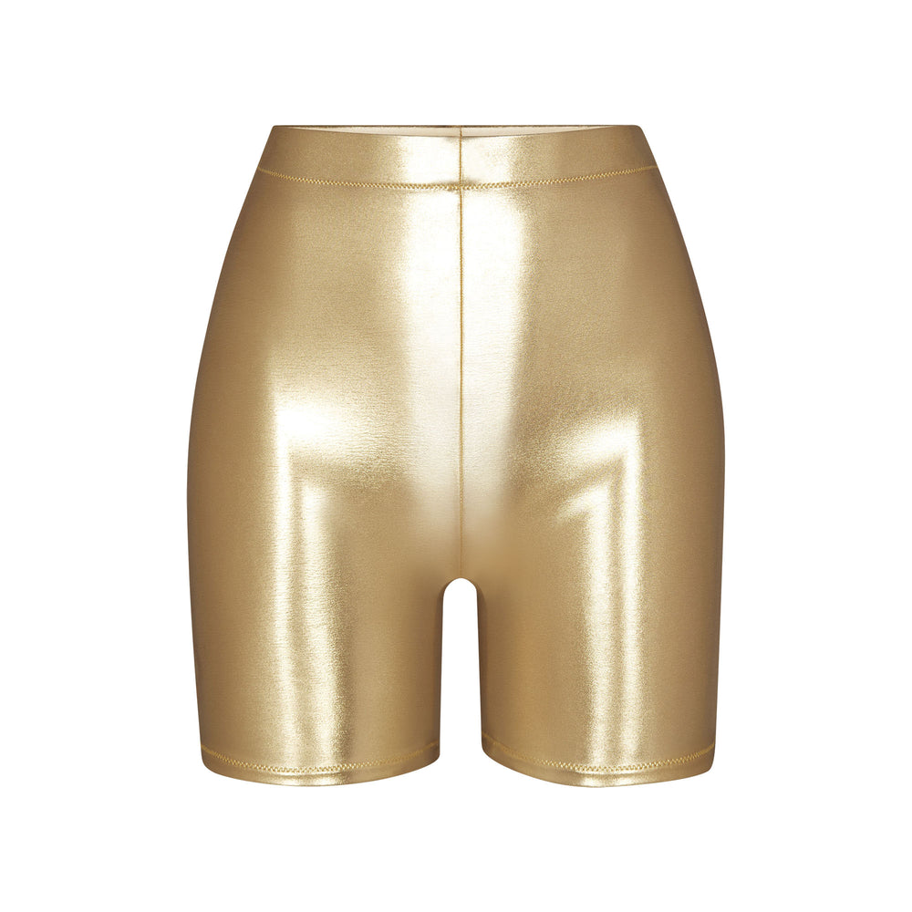 Skims METALLIC SWIM MID WAIST SHORT Cover Ups Zlate | EUQH-17549