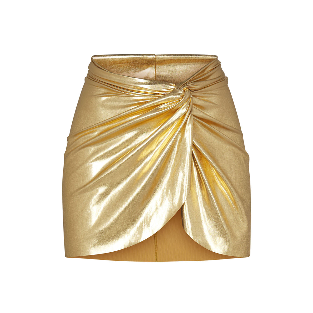 Skims METALLIC SWIM SARONG MINI SKIRT Two Pieces Zlate | GAMC-36015