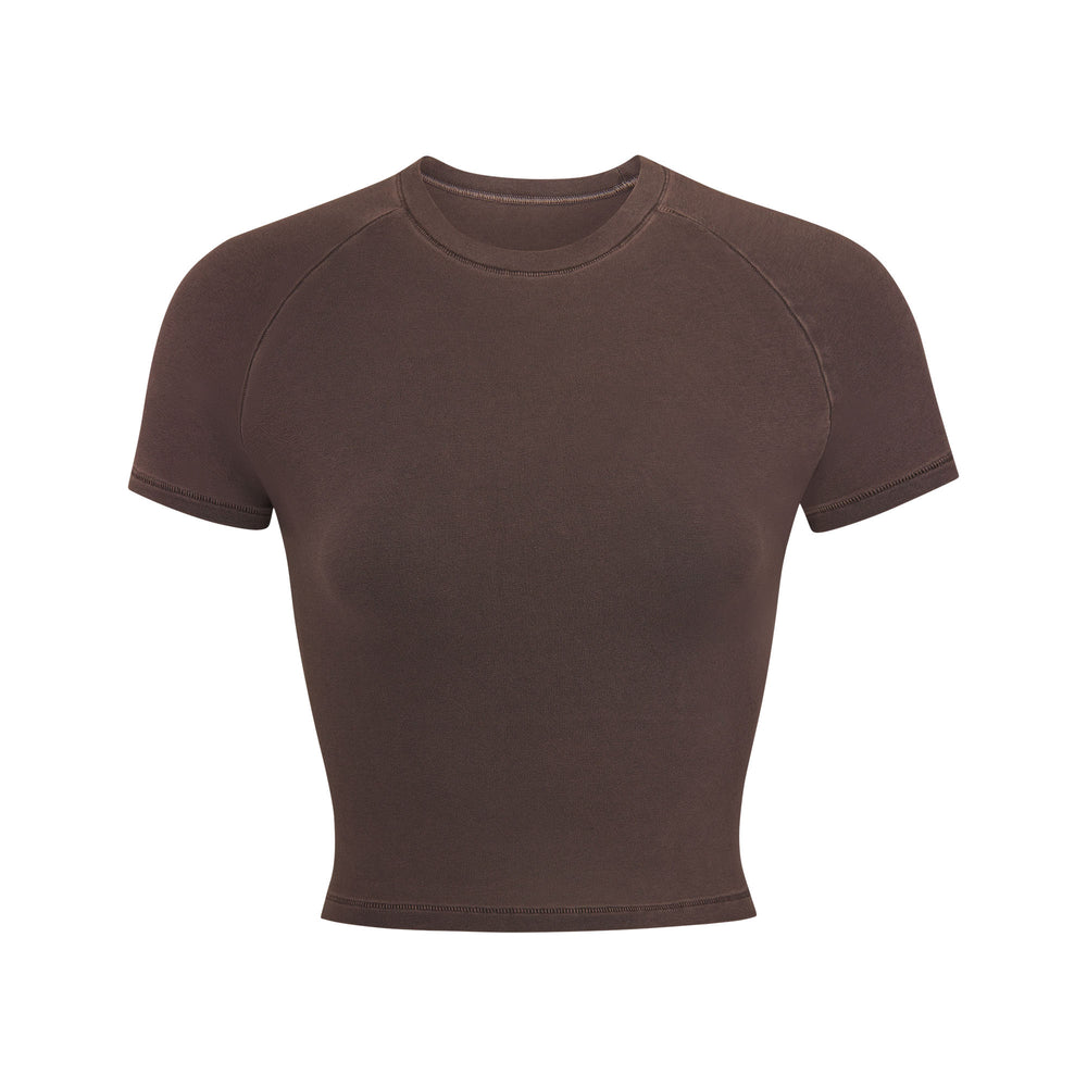 Skims NEW VINTAGE CROPPED RAGLAN T-shirt Čokoláda | HDLG-59024