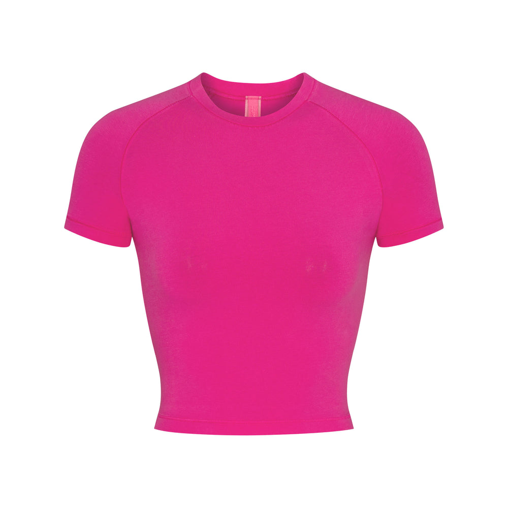 Skims NEW VINTAGE CROPPED RAGLAN T-shirt Fuchsie | RDAF-73986