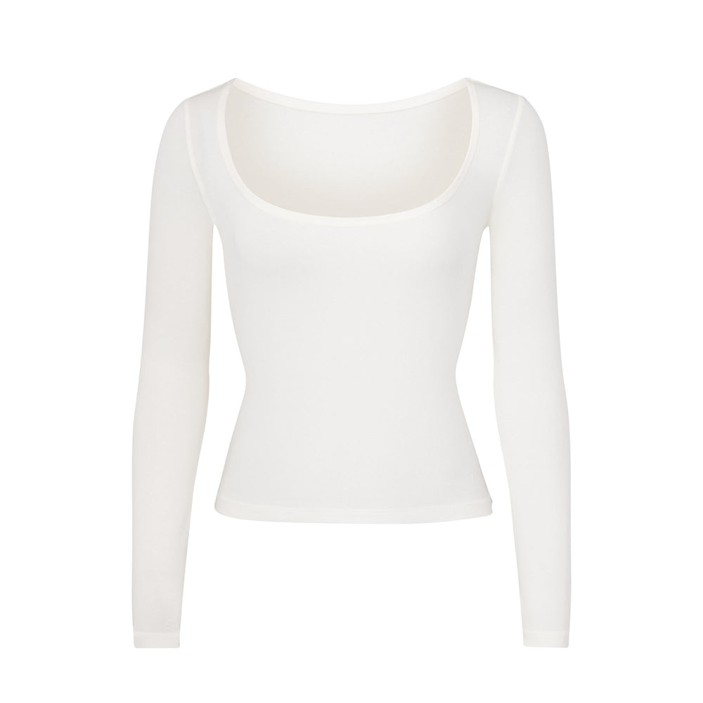 Skims NEW VINTAGE SCOOP LONG SLEEVE T-shirt Biele | JCKF-97502