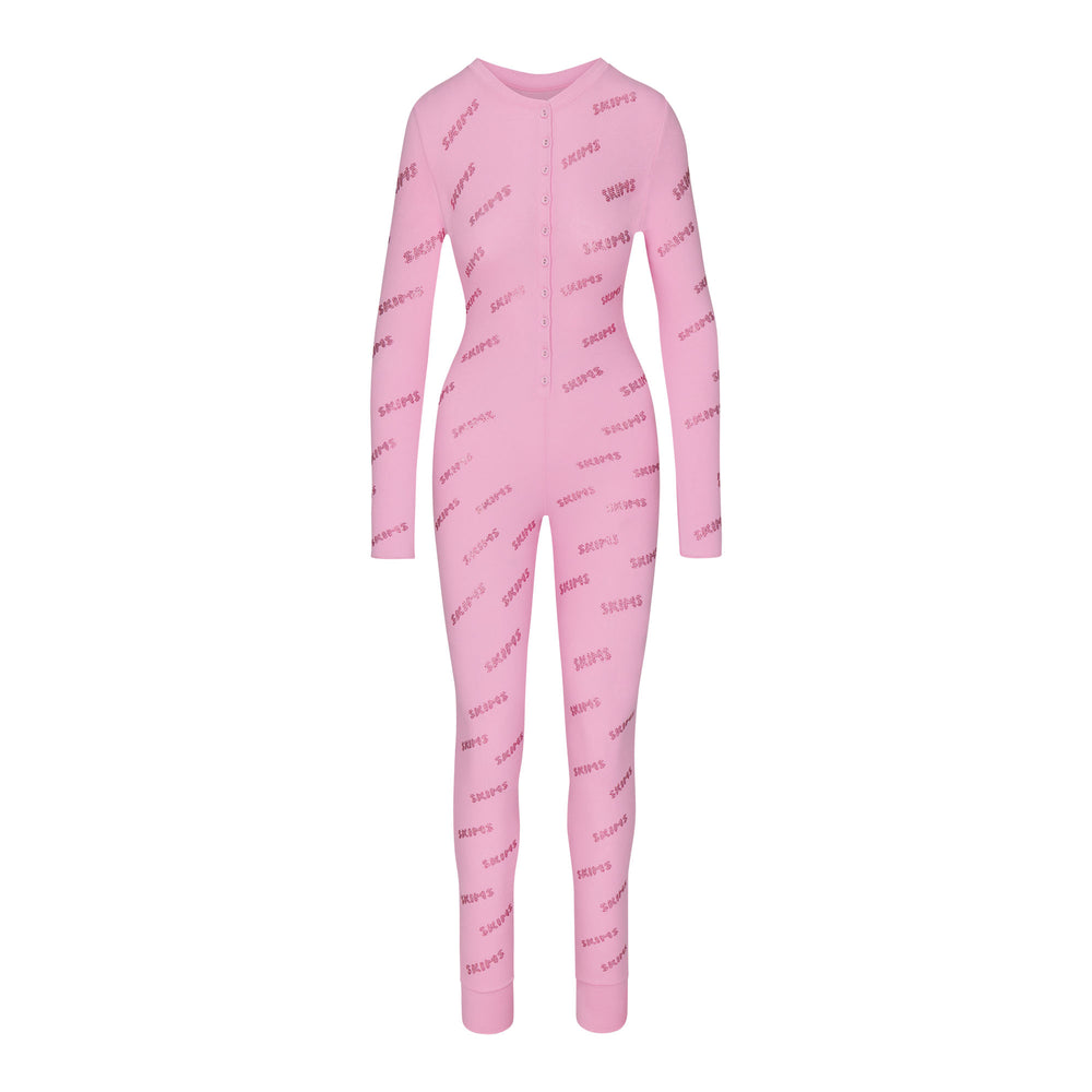 Skims RHINESTONE LOGO POINTELLE Onesie Ruzove | PNVW-87502