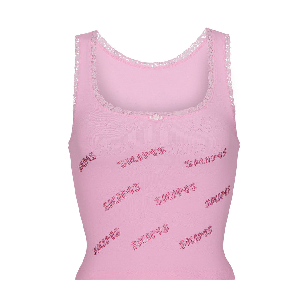 Skims RHINESTONE LOGO POINTELLE Tank Ruzove | VIOG-14832