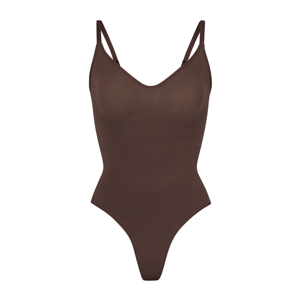 Skims SCULPTING THONG Bodysuit Čokoláda | DRMB-19308
