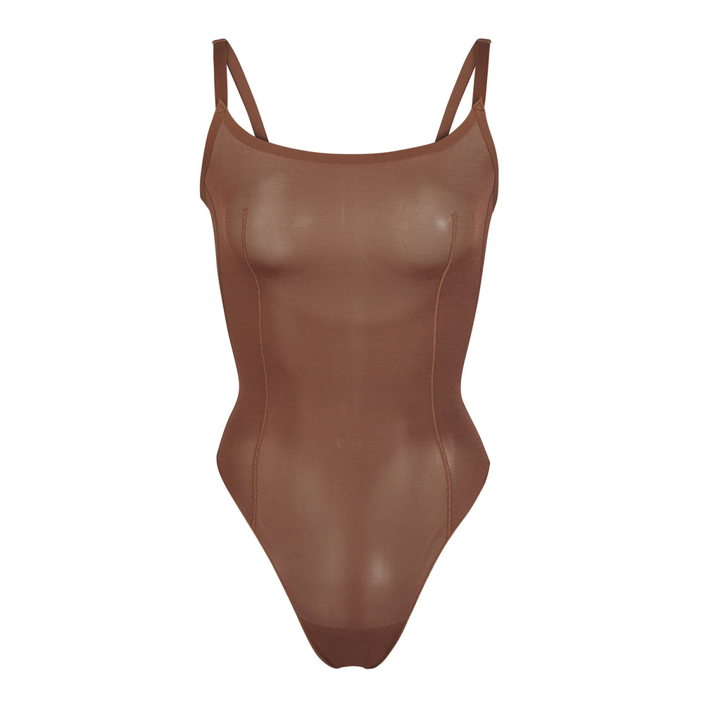 Skims SHEER SCULPT THONG Bodysuit Hnede | BJWI-16940