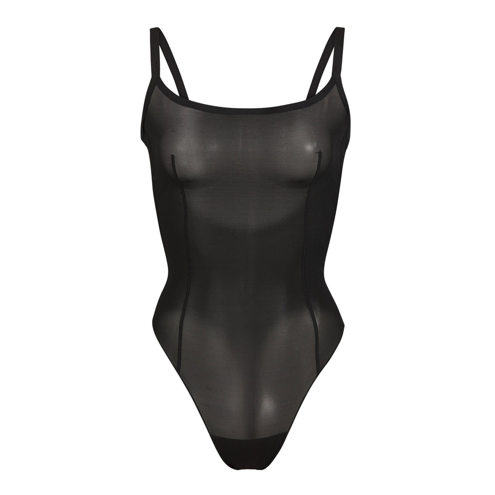Skims SHEER SCULPT THONG Bodysuit Čierne | FSGA-82059