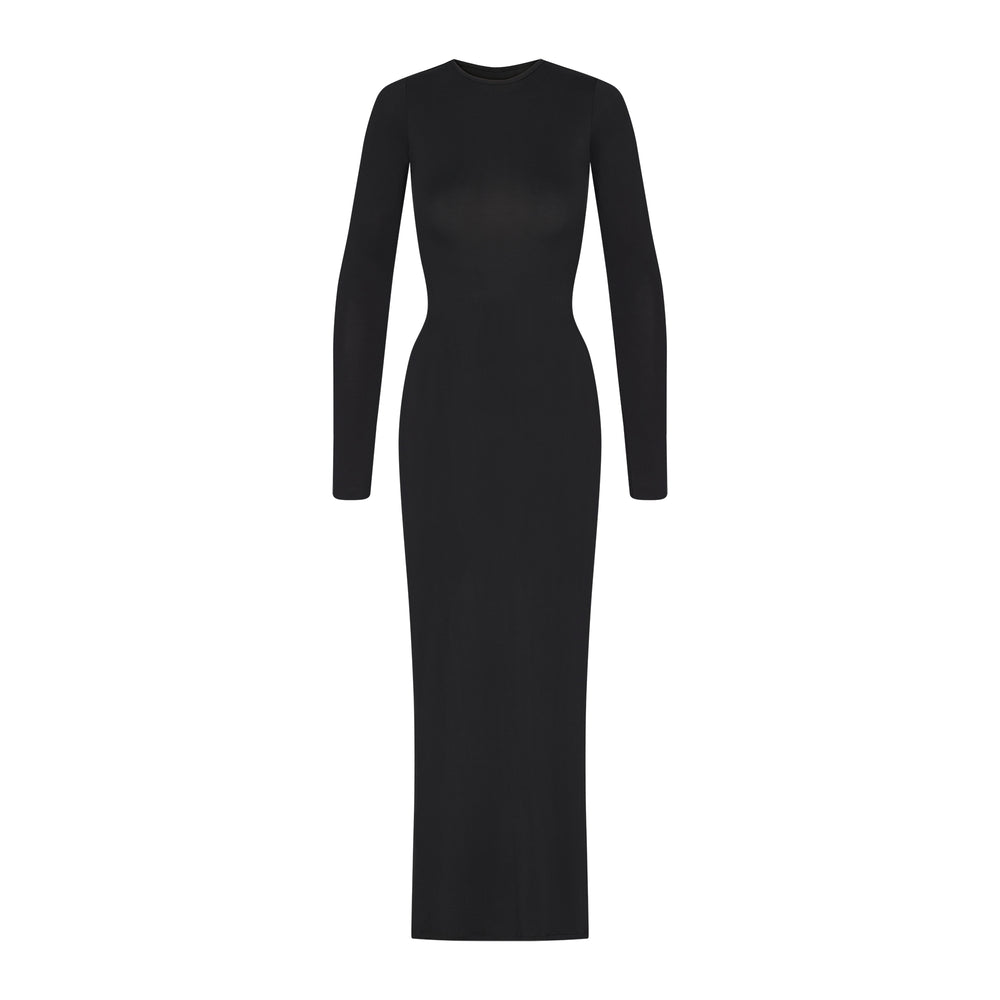 Skims SMOOTH LOUNGE CREW NECK LONG SLEEVE Dress Čierne | LEUJ-81709