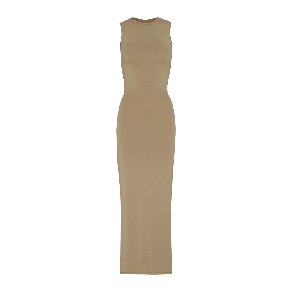 Skims SMOOTH LOUNGE CREW NECK SLEEVELESS Dress Hnedožltý | RBHX-14089