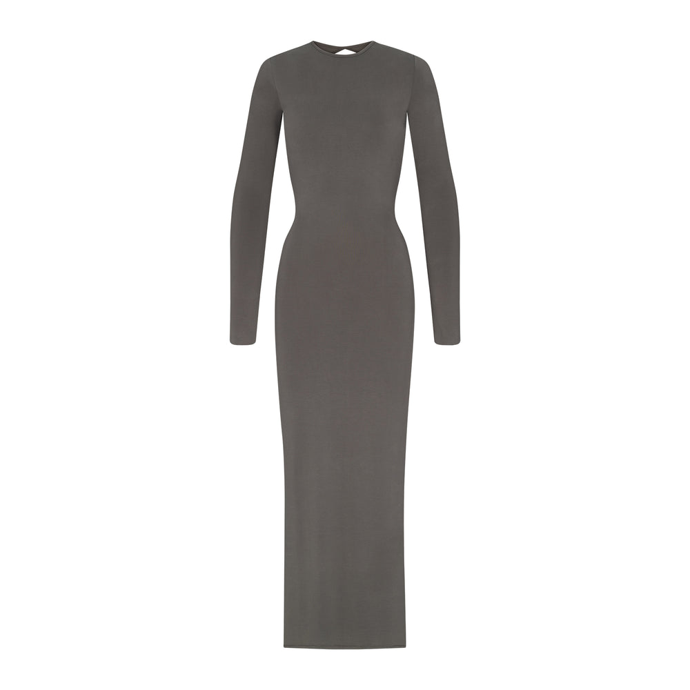 Skims SMOOTH LOUNGE LONG SLEEVE OPEN BACK Dress Tmavo Siva | SBLX-01293