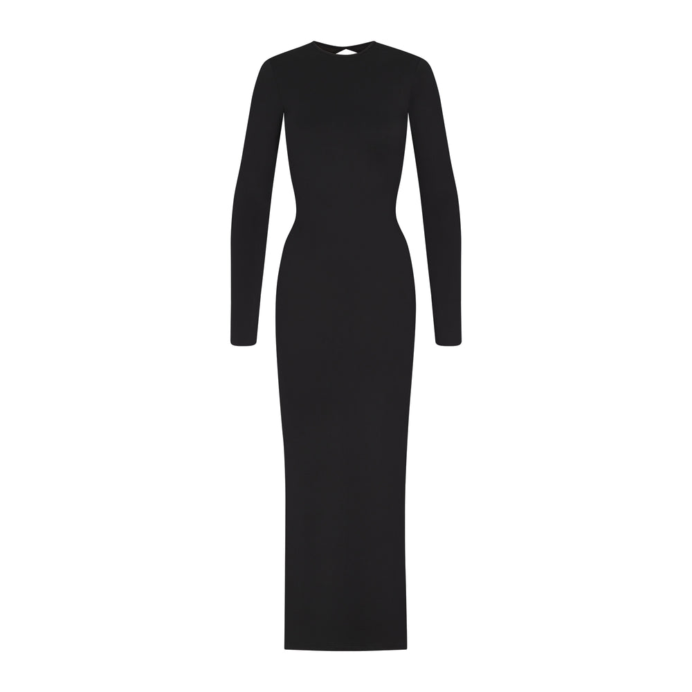 Skims SMOOTH LOUNGE LONG SLEEVE OPEN BACK Dress Čierne | ZRCG-02837