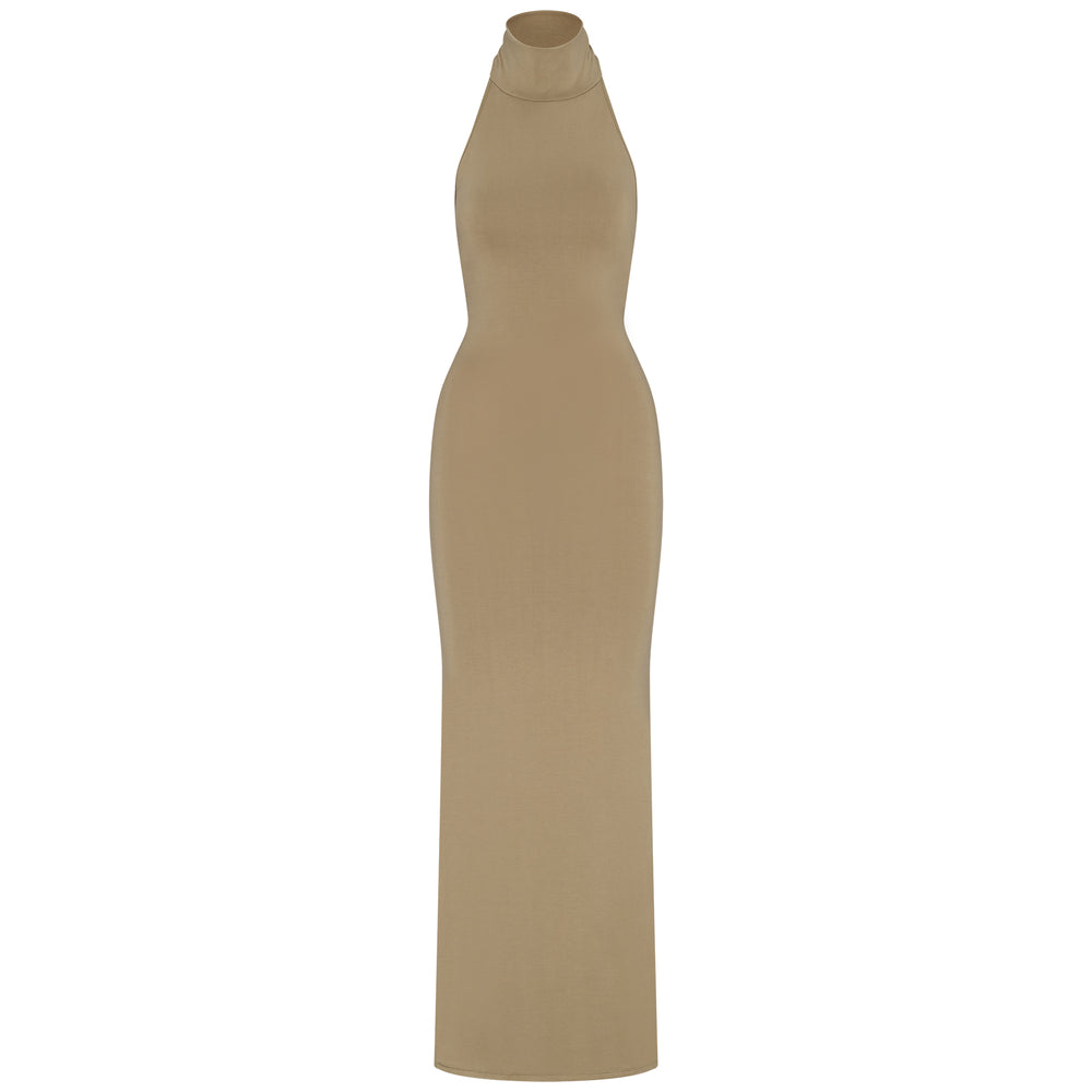 Skims SMOOTH LOUNGE LOW BACK HALTER Dress Hnedožltý | WTCG-35872