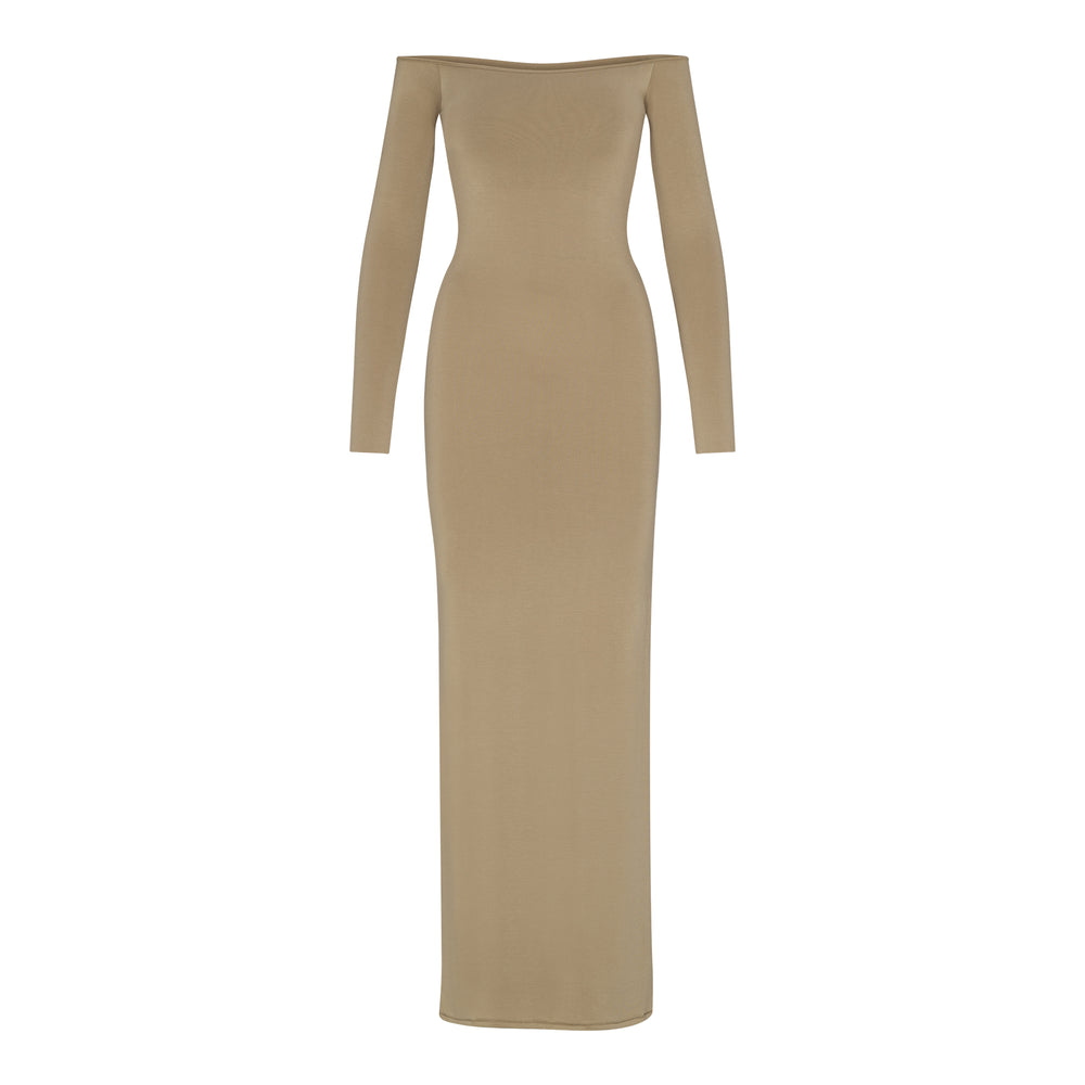 Skims SMOOTH LOUNGE OFF THE SHOULDER Dress Hnedožltý | FWMT-53782