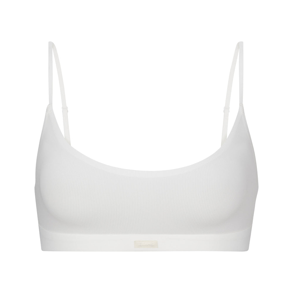 Skims SMOOTH RIB SCOOP NECK Bralette Biele | YZKI-74293