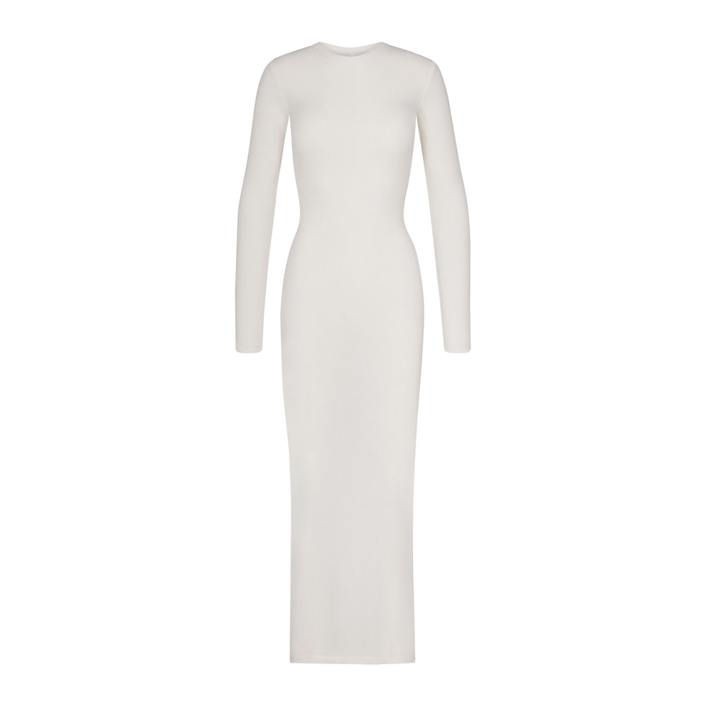 Skims SOFT LOUNGE CREW NECK LONG Dress Biele | BOSP-39621
