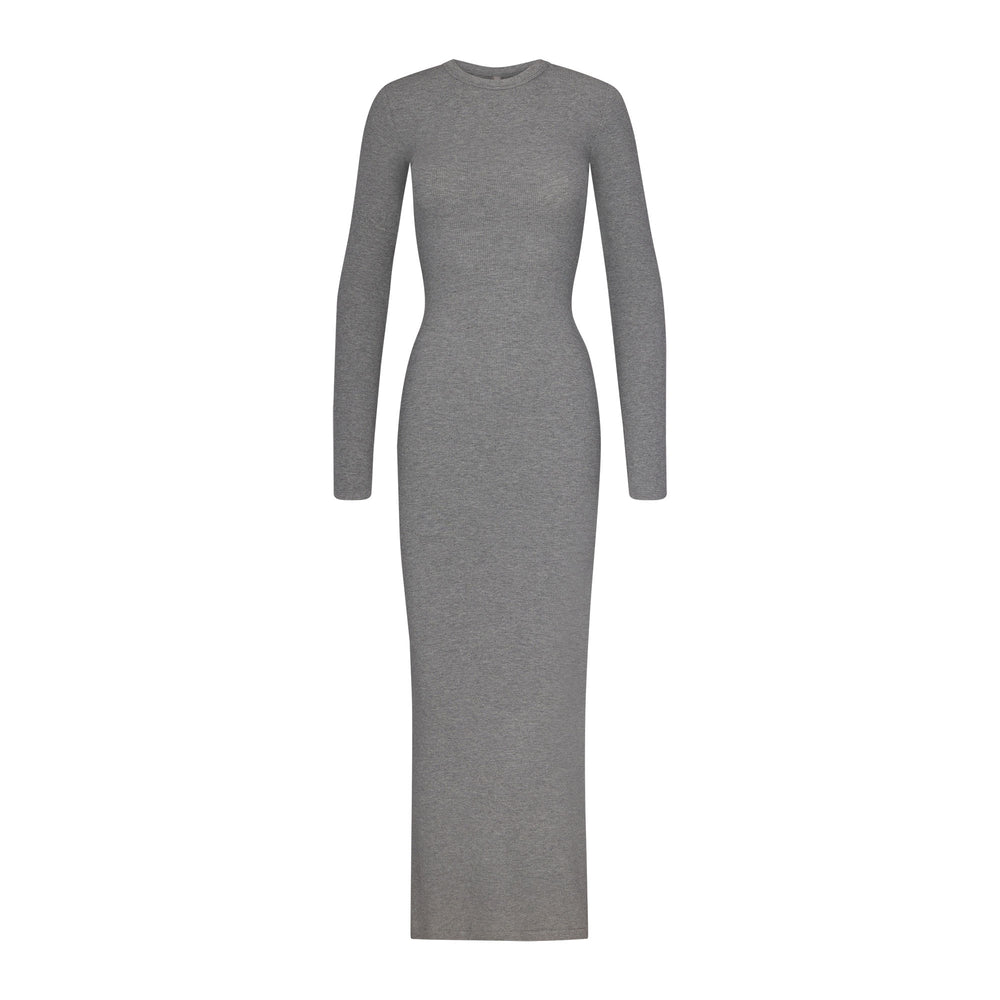 Skims SOFT LOUNGE CREW NECK LONG Dress Siva | SILO-19640