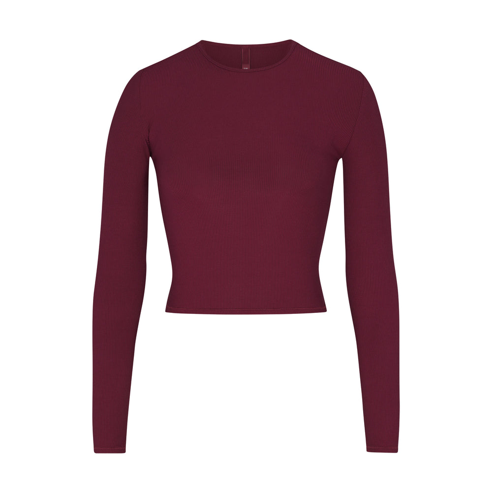 Skims SOFT LOUNGE LONG SLEEVE CROP TOP T-shirt Nachový | SJNO-05297