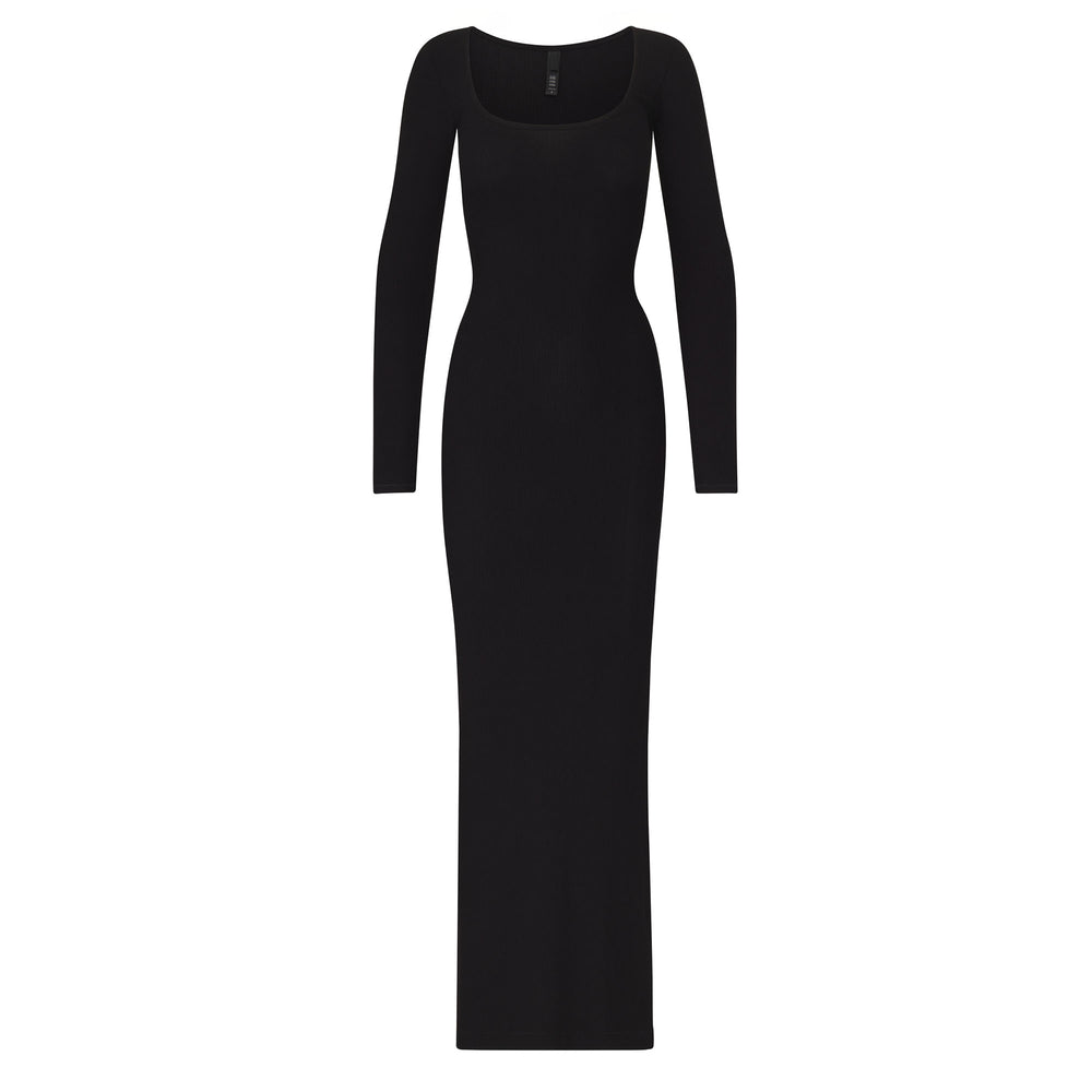 Skims SOFT LOUNGE LONG SLEEVE Dress Čierne | WYFG-38967