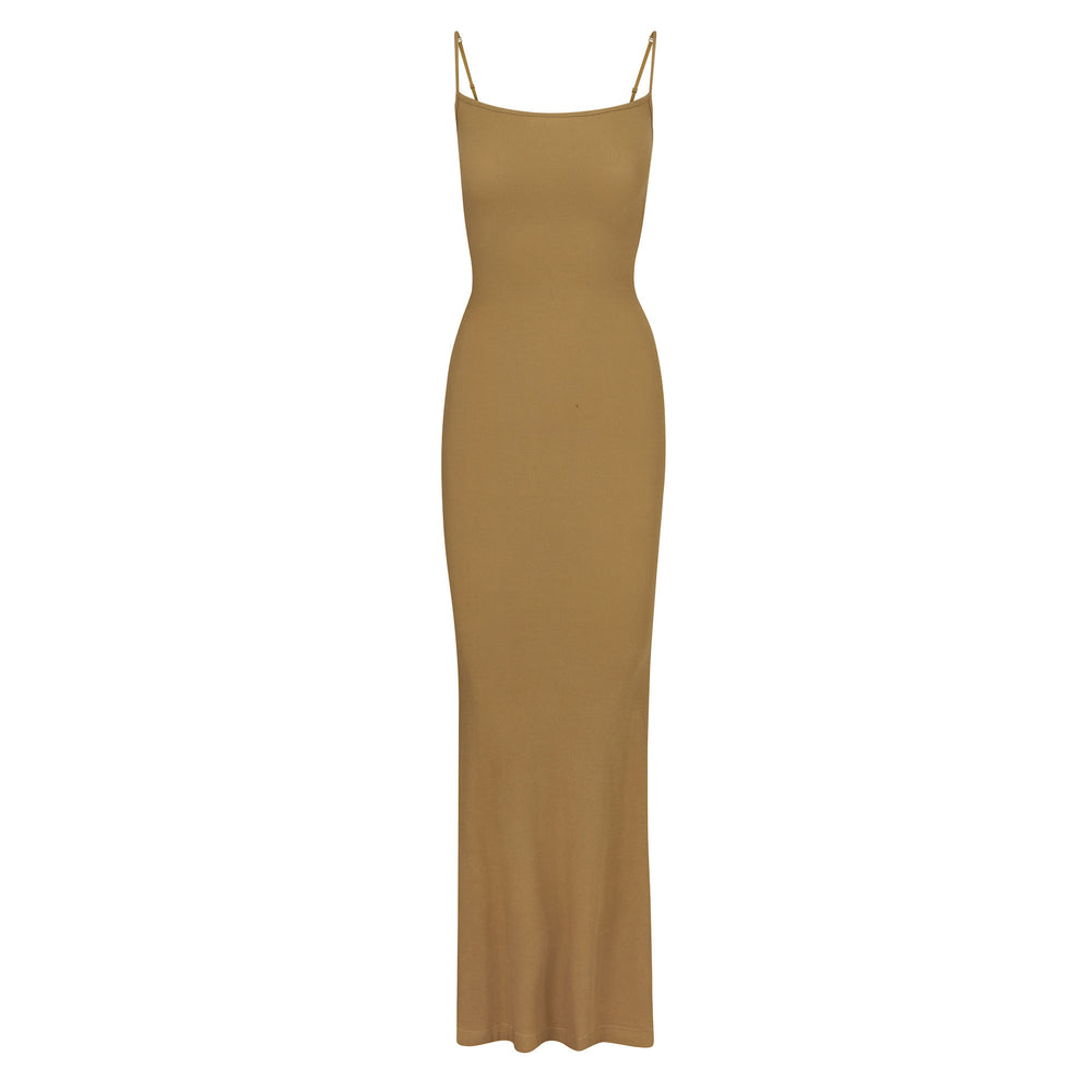Skims SOFT LOUNGE LONG SLIP Dress Zlate | ETGV-37054