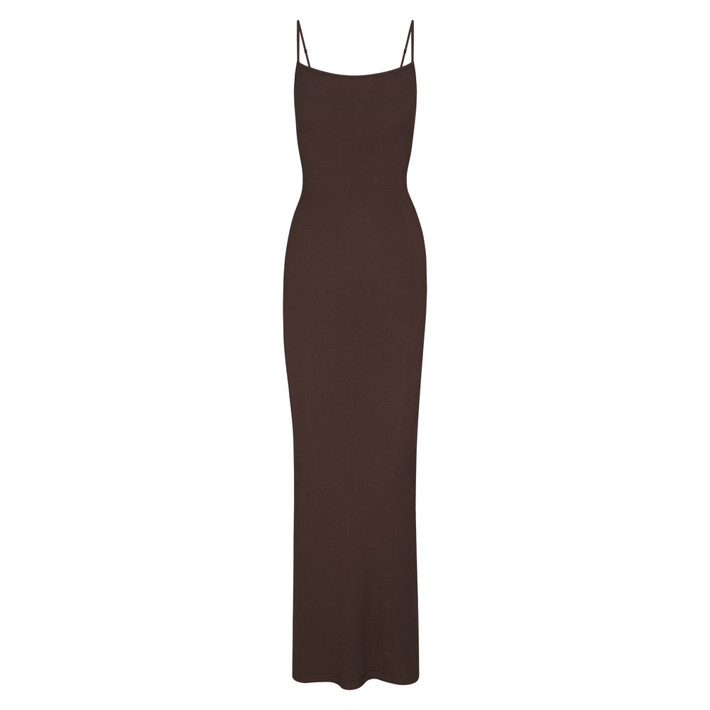 Skims SOFT LOUNGE LONG SLIP Dress Čokoláda | AMLE-95783