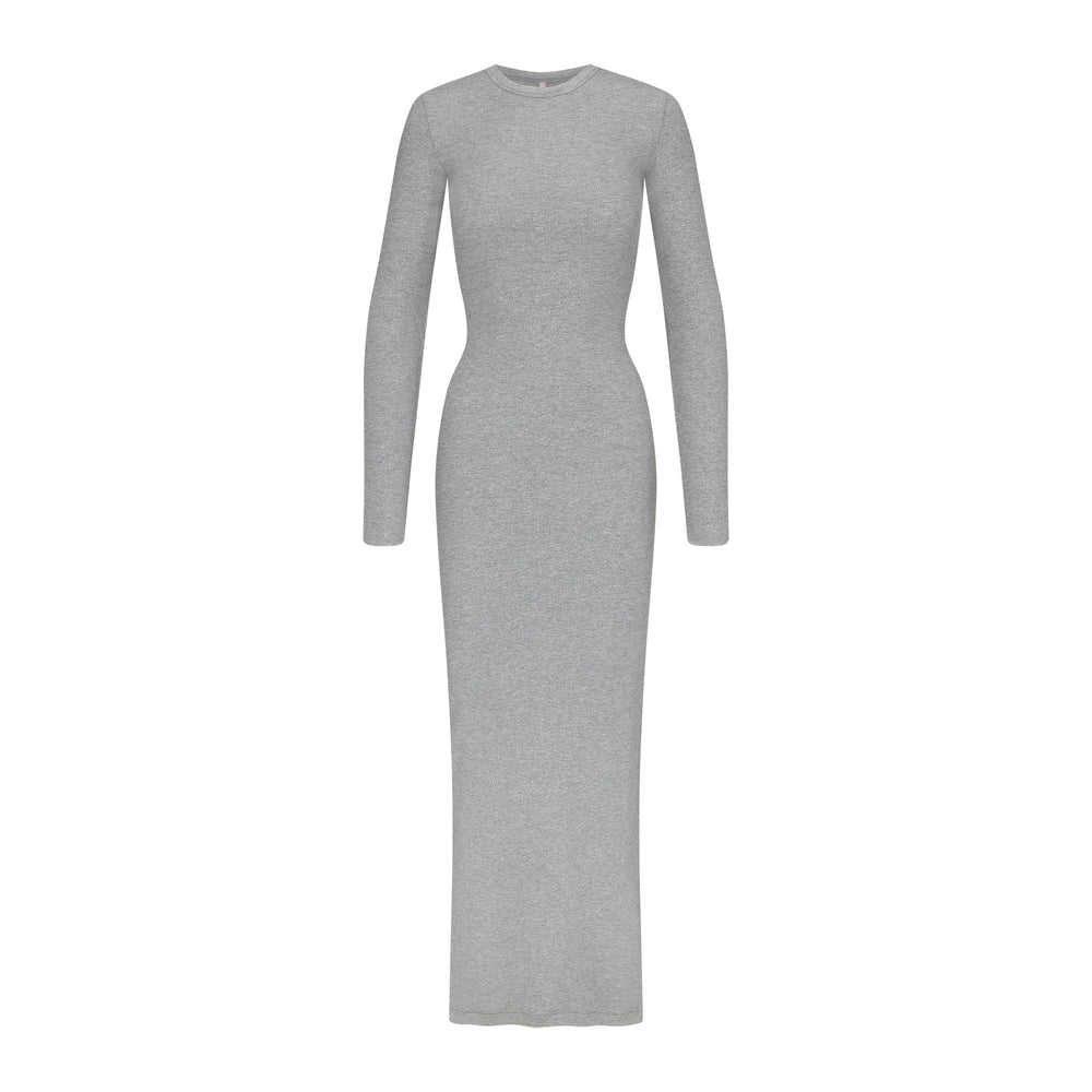 Skims SOFT LOUNGE SHIMMER CREW NECK LONG Dress Siva | REFW-65973