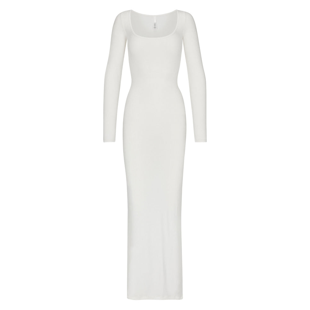 Skims SOFT LOUNGE SHIMMER LONG SLEEVE Dress Biele | HGEO-98023