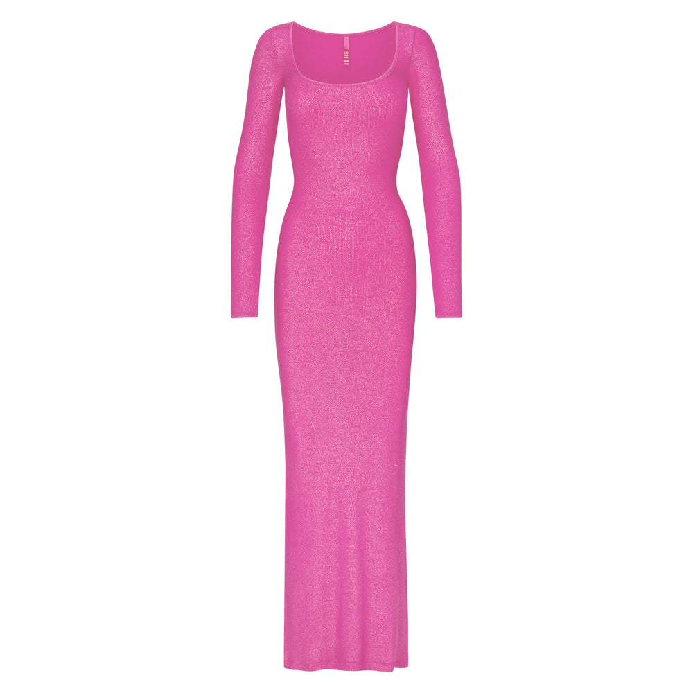 Skims SOFT LOUNGE SHIMMER LONG SLEEVE Dress Fuchsie | KECF-42735