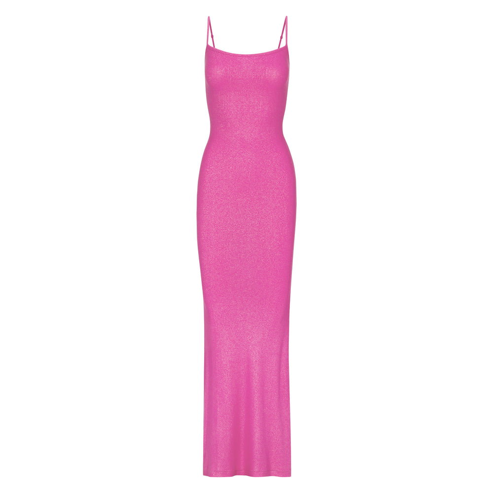 Skims SOFT LOUNGE SHIMMER LONG SLIP Dress Fuchsie | LQRT-10564