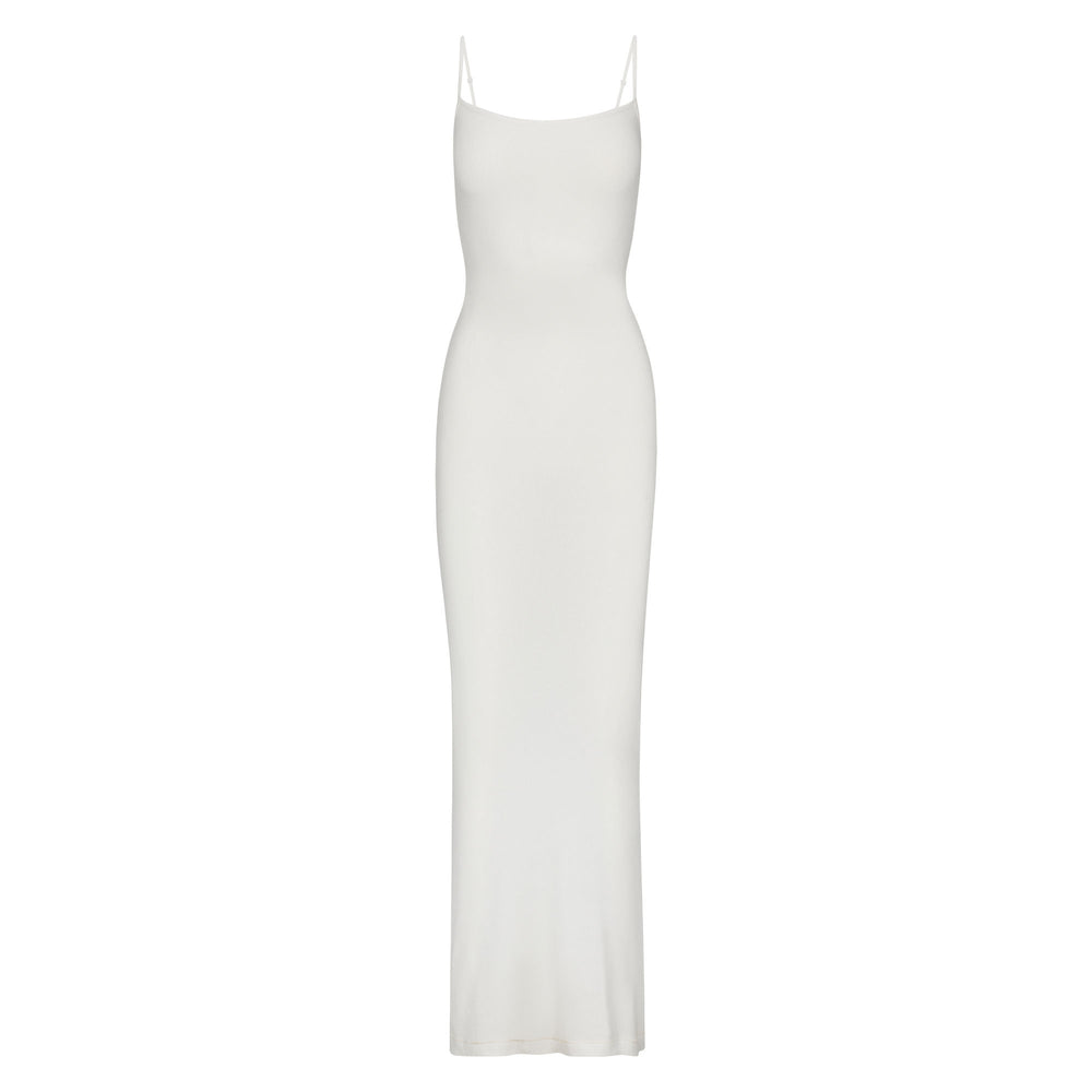 Skims SOFT LOUNGE SHIMMER LONG SLIP Dress Biele | ZQMY-91087